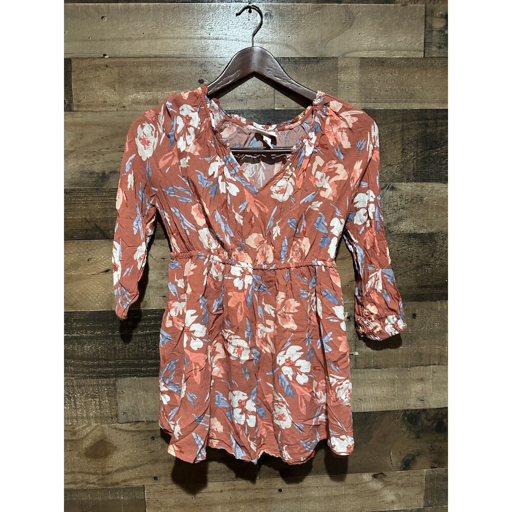 Isabel Maternity Small Floral Babydoll Top Orange Flowers